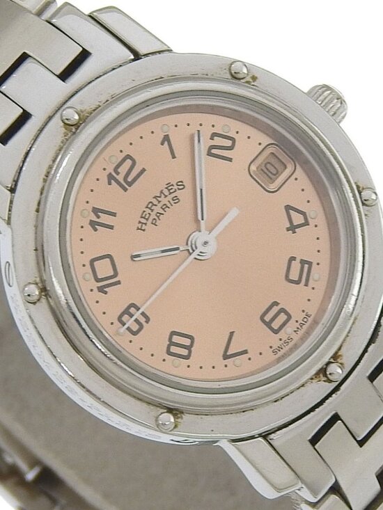 HERMES Clipper Watches CL4.210 BrownDial Stainless Steel Quartz Analog dis...